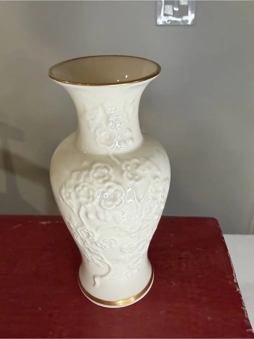 Lenox Ivory Ceramic Vase with Gold Rim